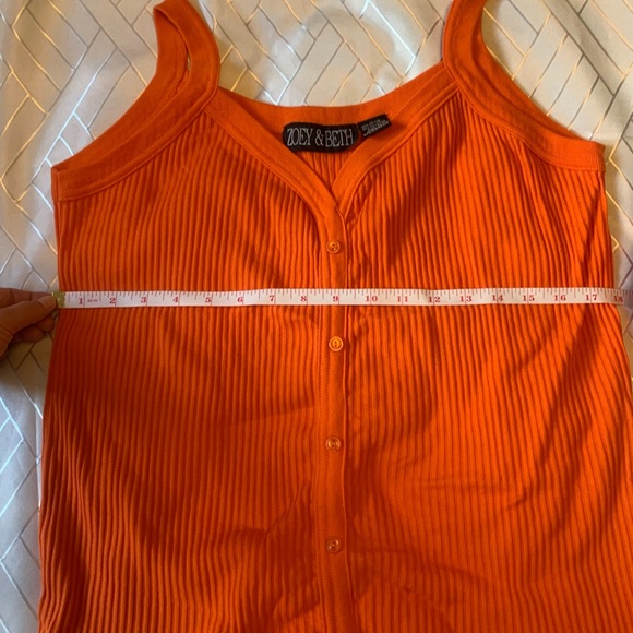 Zoey & Beth Tops - Zoey & Beth sexy Orange Striped ribbed texture strappy button Tank Top Medium